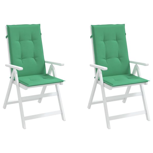 vidaXL Garden Highback Chair Cushions 2 pcs Green 120x50x3 cm Fabric