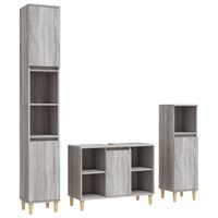 vidaXL 3 Piece Bathroom Furniture Set Grey Sonoma Engineered Wood