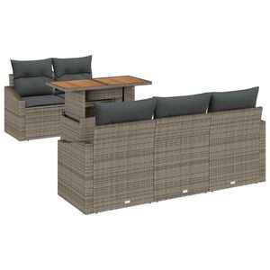 vidaXL Garden Sofa Set 6 pcs Grey Poly rattan