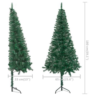 vidaXL Corner Artificial Pre-lit Christmas Tree Green 180 cm PVC