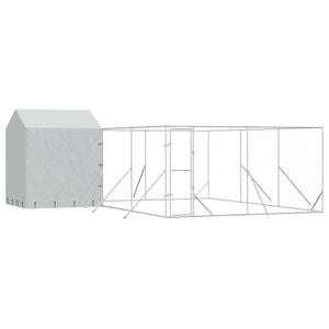 vidaXL Outdoor Dog Kennel with Roof Silver 6x6x2.5 m Galvanised Steel
