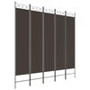 vidaXL 5-Panel Room Divider Brown 200x200 cm Fabric