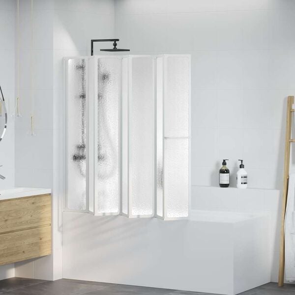 Shower Bath Screen Wall 140 x 168 cm 7 Panels Foldable with Towel Rack