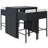 vidaXL 5 Piece Garden Bar Set with Cushions Black Poly Rattan