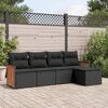 vidaXL 5 Piece Garden Sofa Set with Cushions Black Poly Rattan
