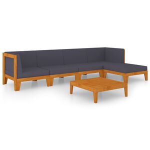 vidaXL 6 Piece Garden Lounge Set with Cushions Solid Acacia Wood