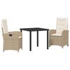 vidaXL Garden Dining Set with Cushion 3 pcs Beige Poly Rattan