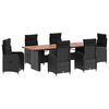 vidaXL Outdoor Dining Set 7 pcs Black Poly Rattan