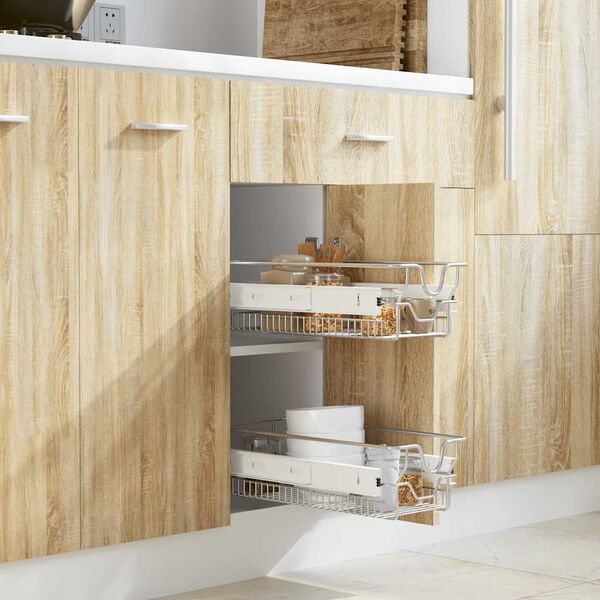 vidaXL Pull-Out Wire Baskets 2 pcs Silver 300 mm