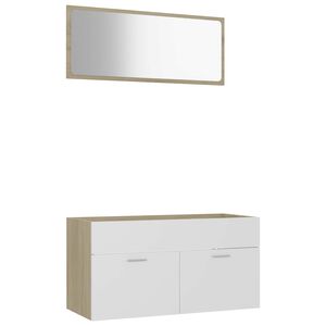 vidaXL 2 Piece Bathroom Furniture Set White and Sonoma Oak Engineered Wood