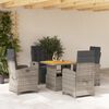 vidaXL 5 Piece Garden Dining Set with Cushions Grey Poly Rattan