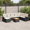 vidaXL 9 Piece Garden Sofa Set with Cushions Black Poly Rattan