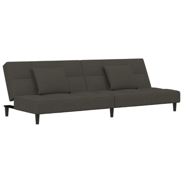 vidaXL 2-Seater Sofa Bed with Two Pillows Dark Grey Velvet