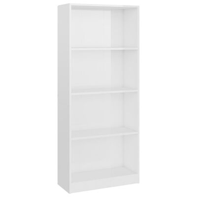 vidaXL 4-Tier Book Cabinet High Gloss White 60x24x142 cm Engineered Wood