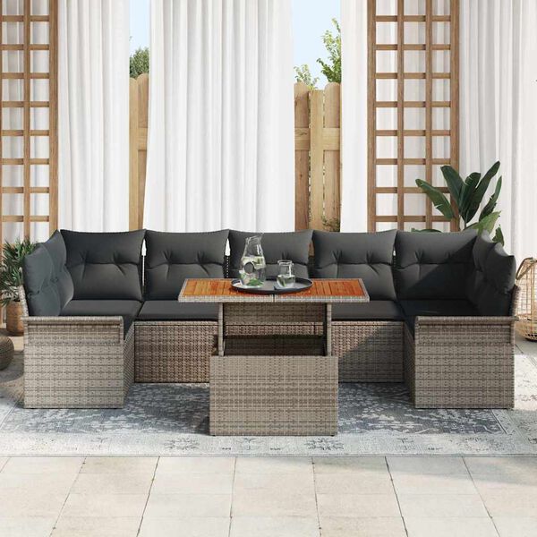 vidaXL Garden Sofa Set with Cushion Height Adjustable 8 pcs Grey