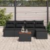 vidaXL Garden Sofa Set with Cushion 6 pcs Black Poly Rattan