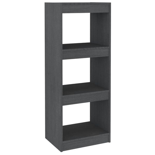 vidaXL Book Cabinet/Room Divider Grey 40x30x103.5 cm Solid Pinewood
