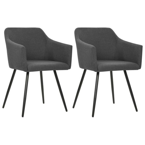 vidaXL Dining Chairs 2 pcs Dark Grey Fabric