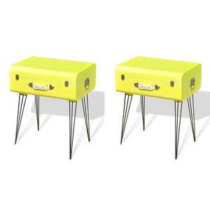 vidaXL Bedside Cabinet | Set of 2 | Yellow | MDF and steel legs