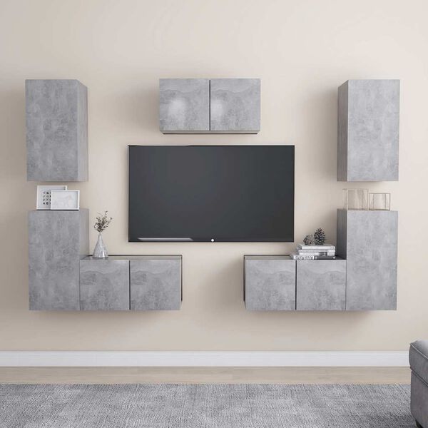vidaXL 7 Piece TV Cabinet Set Concrete Grey Engineered Wood