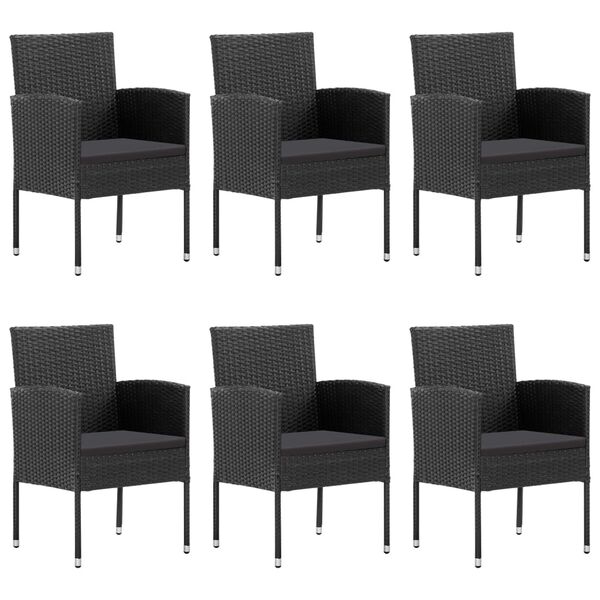 vidaXL 7 Piece Garden Dining Set Poly Rattan Black