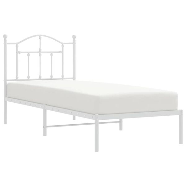 vidaXL Metal Bed Frame without Mattress with Headboard White 90x190cm