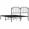 vidaXL Metal Bed Frame without Mattress with Headboard Black 135x190cm
