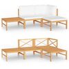 vidaXL 4 Piece Garden Lounge Set with Cream Cushions Solid Teak Wood