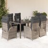 vidaXL 7 Piece Garden Dining Set with Cushions Grey Poly Rattan