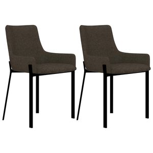 vidaXL Dining Chairs 2 pcs Brown Fabric