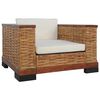 vidaXL 2 Piece Sofa Set with Cushions Brown Natural Rattan