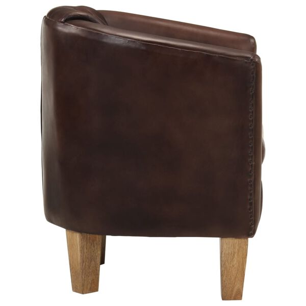 vidaXL Tub Chair Dark Brown Real Leather