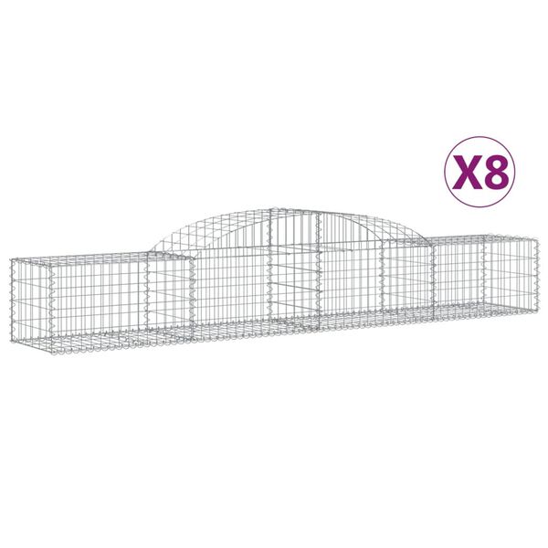 vidaXL Arched Gabion Baskets 8 pcs 300x50x40/60 cm Galvanised Iron