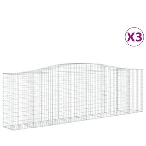 vidaXL Arched Gabion Baskets 3 pcs 400x50x120/140 cm Galvanised Iron