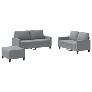 vidaXL 3 Piece Sofa Set with Cushions Light Grey Fabric