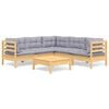 vidaXL 6 Piece Garden Lounge Set with Grey Cushions Solid Pinewood