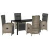 vidaXL Garden Dining Set 5 pcs Grey Poly Rattan