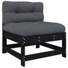 vidaXL 5 Piece Garden Lounge Set with Cushions Black Solid Wood