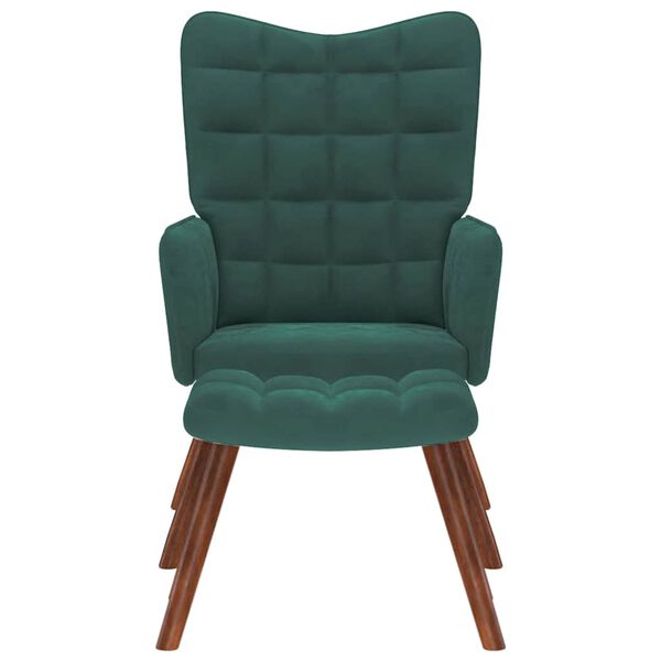vidaXL Relaxing Chair with Stool Dark Green Velvet