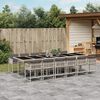 vidaXL 13 Piece Garden Dining Set with Cushions Light Grey Poly Rattan