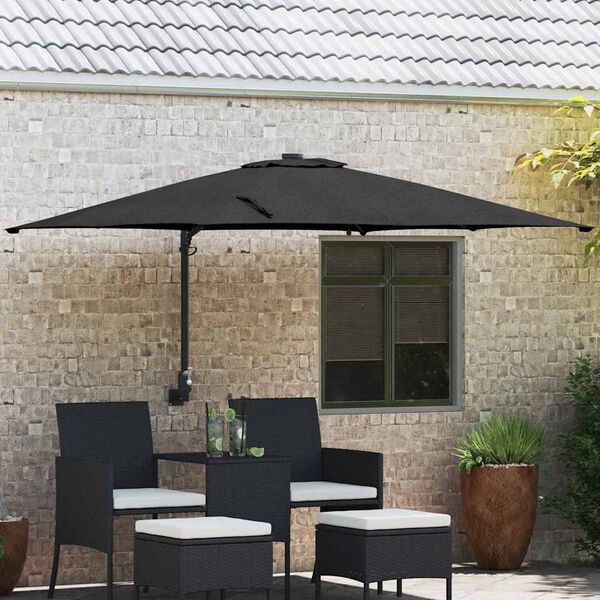 vidaXL Garden Parasol Black 248.5 x 247.5 x 160 cm Polyester and Steel