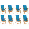 vidaXL Reclining Folding Chairs with Cushions 8 pcs Solid Teak Wood