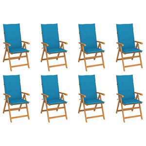 vidaXL Reclining Folding Chairs with Cushions 8 pcs Solid Teak Wood