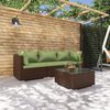 vidaXL 4 Piece Garden Lounge Set with Cushions Poly Rattan Brown