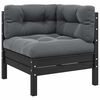 vidaXL 3 Piece Garden Lounge Set with Cushions Black Solid Pinewood