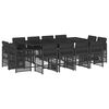 vidaXL 13 Piece Garden Dining Set with Cushions Black Poly Rattan