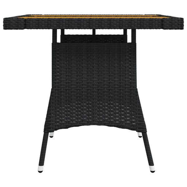 vidaXL Garden Table Black 70x70x72 cm Poly Rattan & Solid Acacia Wood