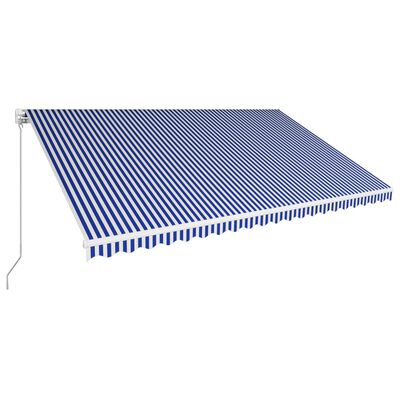 vidaXL Manual Retractable Awning 500x300 cm Blue and White