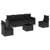 vidaXL 7 Piece Garden Sofa Set with Cushions Black Poly Rattan