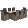 vidaXL 9 Piece Garden Dining Set with Cushions Grey Poly Rattan